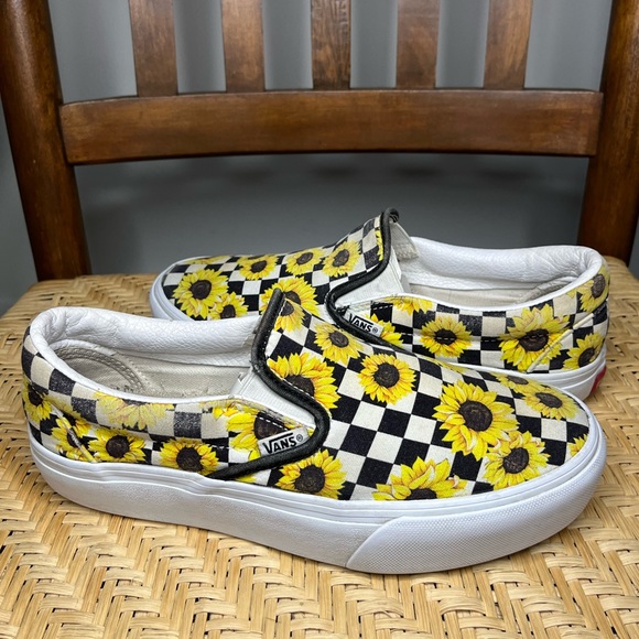 VANS Custom Checkered Sunflower Skateboard Slip one Sneakers size 9 - Picture 7 of 15